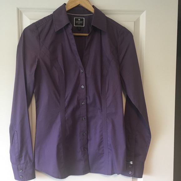 Express Long Sleeve Essential Shirt in Purple - Picture 1 of 6
